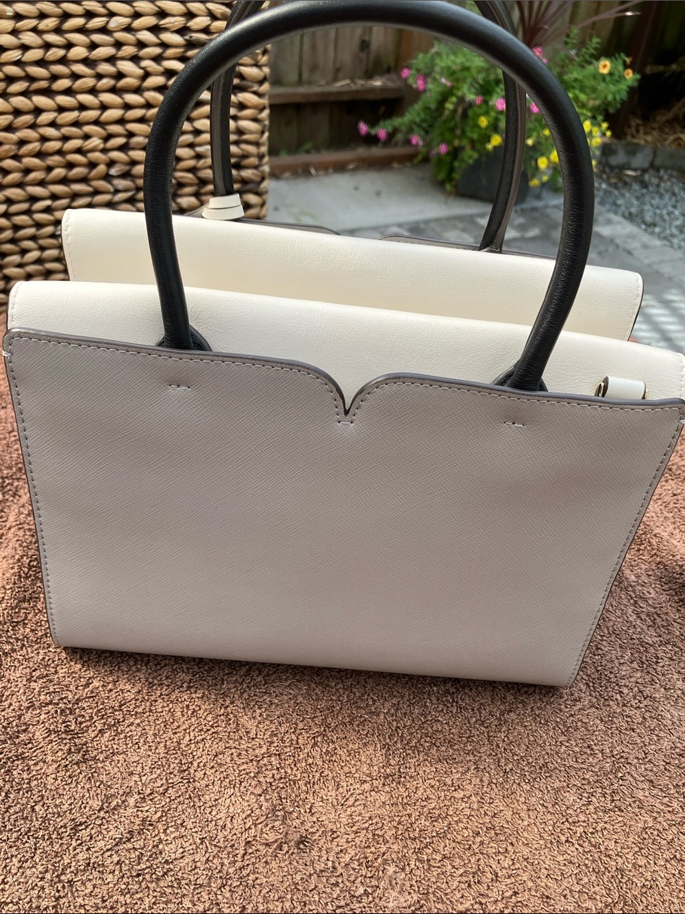 Brand new- Kate Spade Spencer Light Gray & Cream Color Block Bag Satchel - Picture 6 of 12
